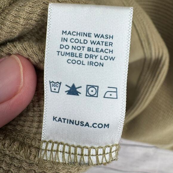 Katin Waffle Knit Crewneck Striped Shirt Mens XL Green Gold Stretch - Picture 10 of 12